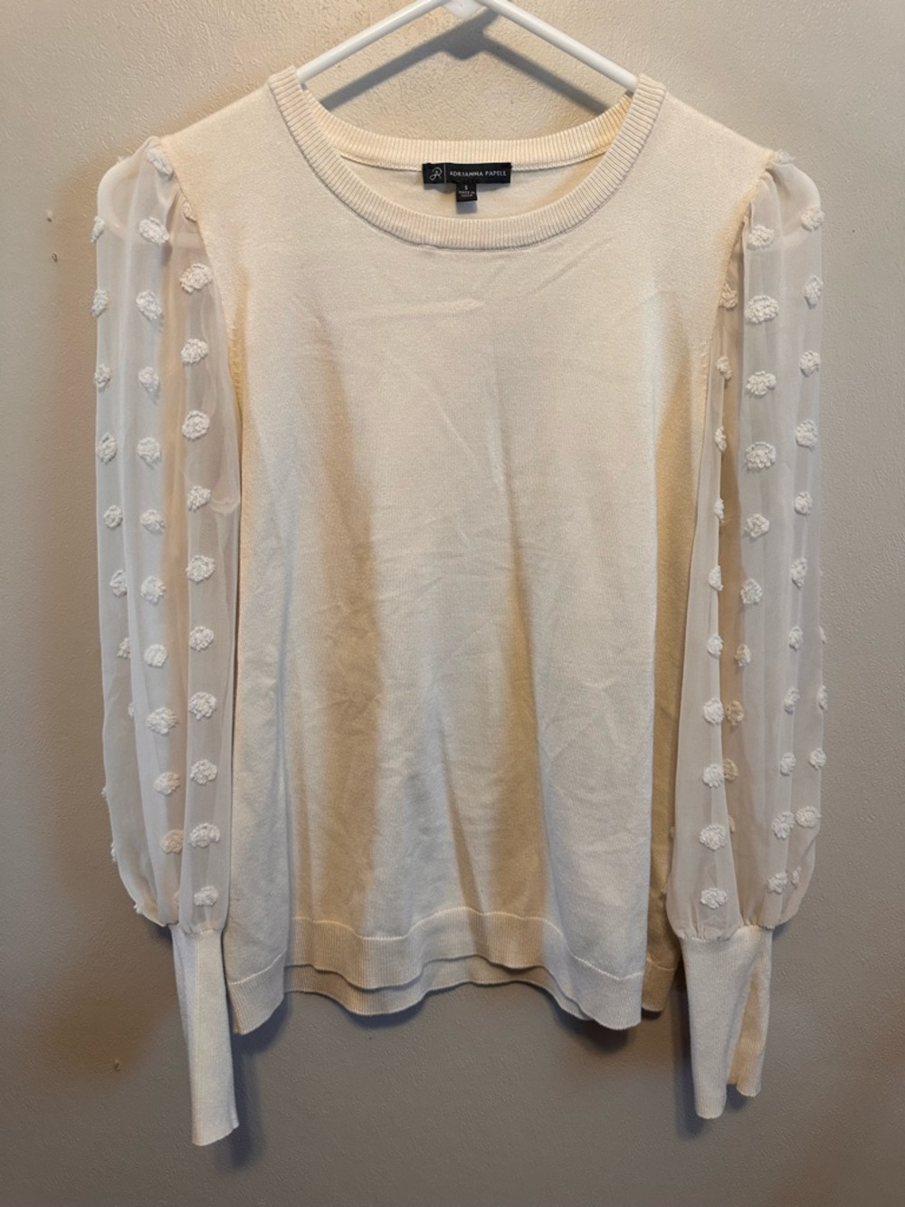 Cream Puff-Sleeve Sweater Top